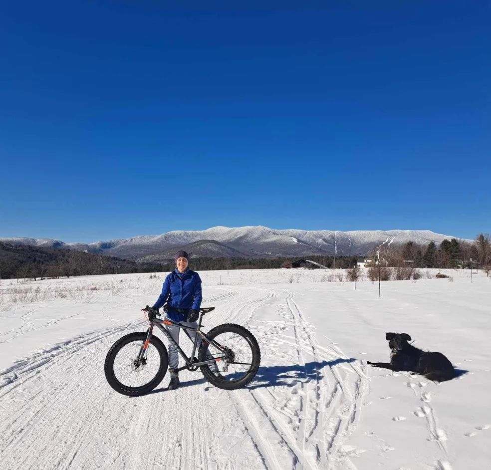 Skate Skier going uphill.